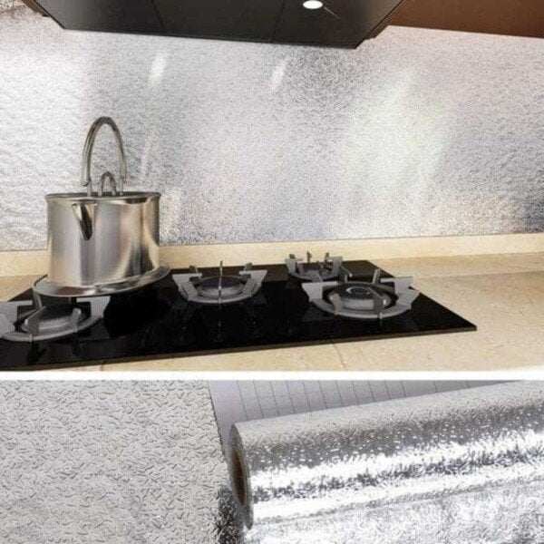 Kitchen Wall Stove Aluminium Foil Oil Proof Stickers Anti-fouling High-Temperature Self-Adhesive Wallpaper Wall Sticker (CLS-1995341)